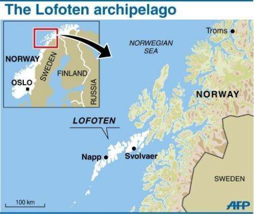 Map showing the idyllic Arctic archipelago of Lofote