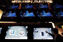 Mitsubishi Electronics touch screen LCD monitors are displayed at the Consumer Electronics Show in Las Vegas