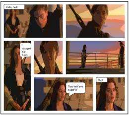 Software automatically transforms movie clips into comic strips