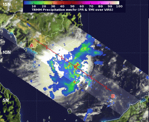 NASA catches small area of heavy rain in fading Tropical Depression 25W