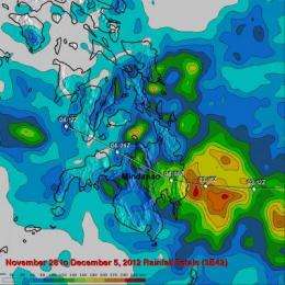 NASA compiles Typhoon Bopha's Philippines Rainfall totals from space