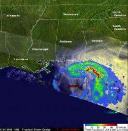 NASA measuring Tropical Storm Debby's heavy rains from space