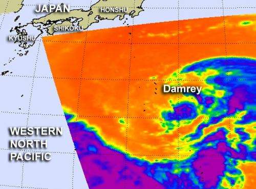 NASA sees compact Tropical Storm Damrey approaching southern Japan