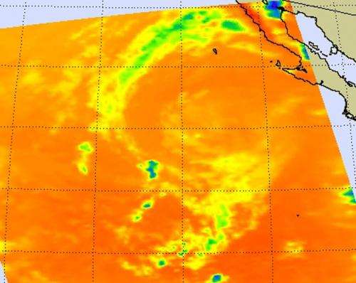 NASA sees fading post-Tropical Cyclone John's warmer cloud tops