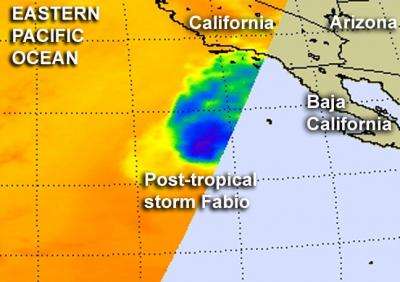 NASA sees withering post-tropical storm Fabio moving toward coast