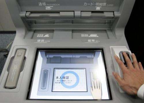 Ogaki Kyoritsu Bank said it would install about a dozen palm-scanning biometric ATMs in late September