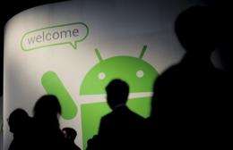 Participants visit the Android stand of the Mobile World Congress in Barcelona in February