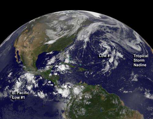 Satellite spots Tropical Storm Nadine and 2 developing lows