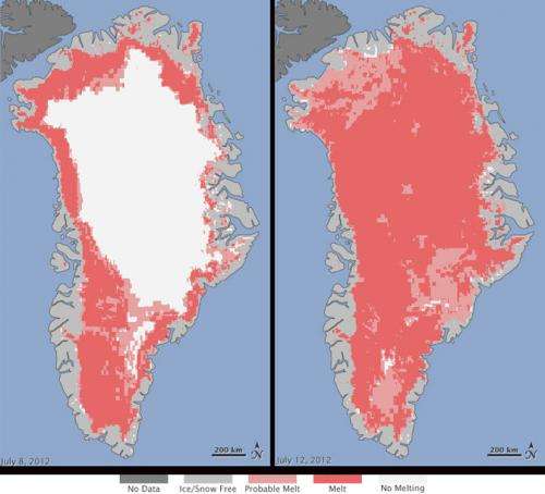 Satellites see unprecedented Greenland ice sheet surface melt