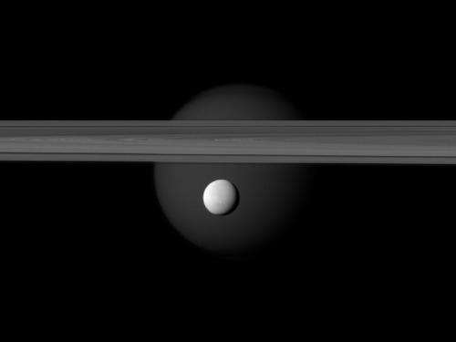 Saturn's brightly reflective moon Enceladus