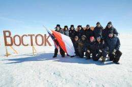 Scientists from Russia's research station Vostok pose in 2009