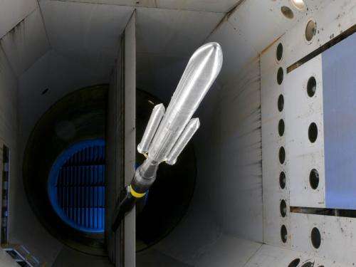 SLS model 'flies' through Langley wind tunnel testing