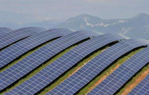 Solar panels are seen in Les Mees, southern France in 2011