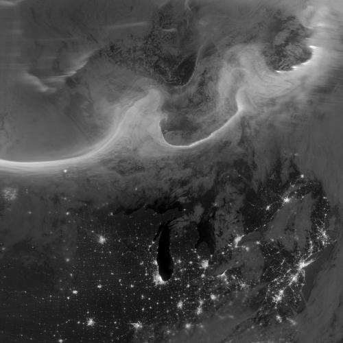 Suomi NPP satellite sees auroras over North America