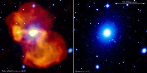 Super-massive black hole inflates giant bubble
