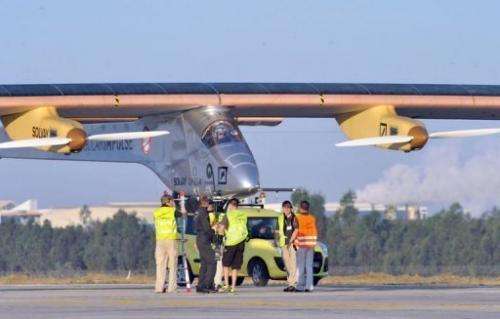 The aircraft, which flies without a drop of fuel, took off at 7:05 am (0605 GMT) Thursday