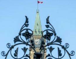 The clock of the Canadian Parliament in Ottawa