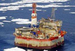 The Molikpaq offshore oil platform, stands off Sakhalin island