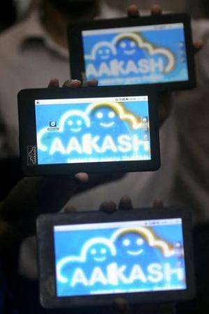 The paperback-book-sized Aakash 2 runs the Google operating system Android 4.0 and has a screen measuring seven inches