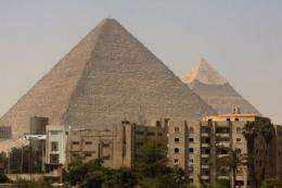 The pyramids in the Giza plateau in the outskirts of Cairo are pictured