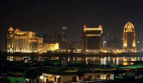 The Qatari capital Doha at night on November 19