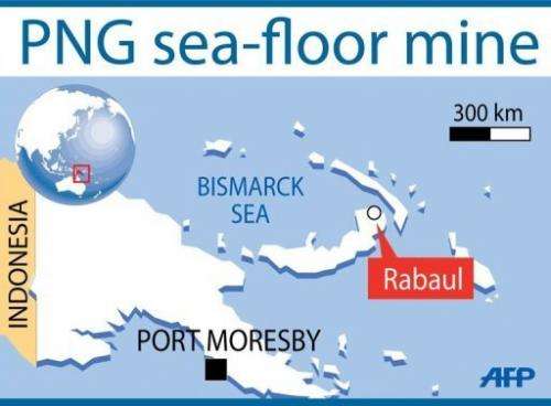 The sea-floor mine is located in the Bismarck Sea, 50 kilometres (31 miles) north of Rabaul
