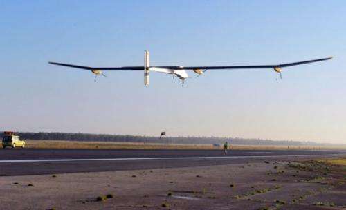 The Swiss-made, solar-powered aircraft Solar Impulse takes off from Rabat in June 2012