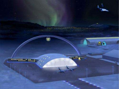 This handout picture shows an artist's impression of an international space airport in Kiruna, Sweden