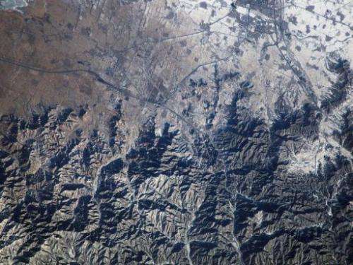 This NASA file image shows the Great Wall of China and Inner Mongolia, photographed from the ISS, on April 22, 2009