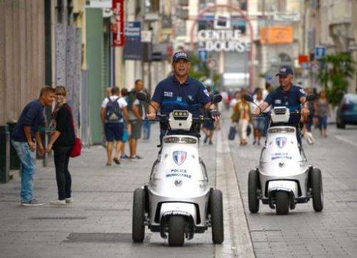 Three-wheeled electric vehicles in use by French police