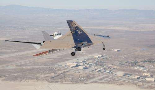 X-48 blended wing body research aircraft makes 100th test flight