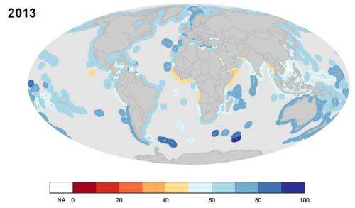2013 Ocean Health Index shows food provision remains an area of great concern