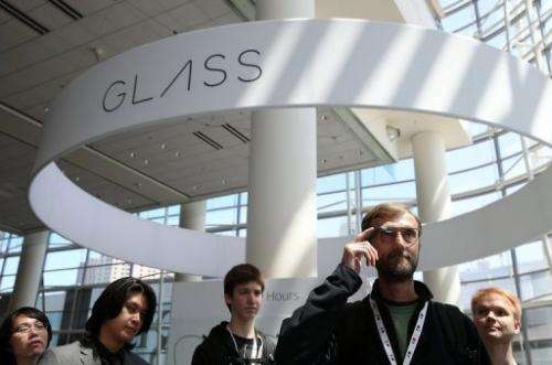 An attendee tries Google Glass during the Google I/O developer conference on May 17, 2013 in San Francisco