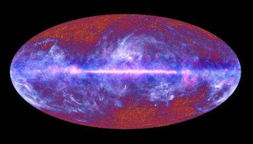 An image released by the ESA on July 5, 2010 from the Planck telescope of its first all-sky image
