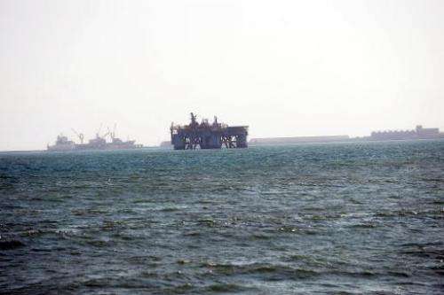 An oil rig in Sekondi waters, Ghana, is pictured on December 1, 2012