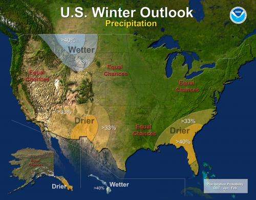 Drought likely to persist or develop in the Southwest, Southeastern U.S. this winter