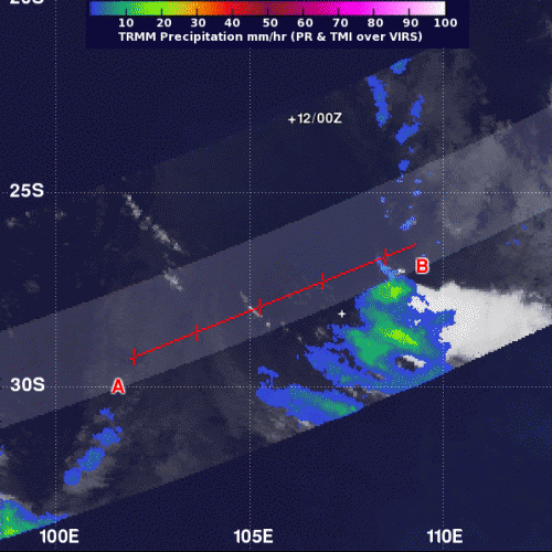 NASA's TRMM Satellite sees Cyclone Victoria being blown apart