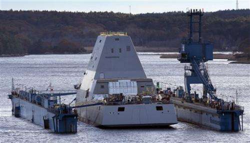 Navy's giant, stealthy new destroyer gets hull wet