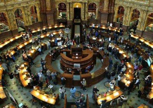 Photo taken on October 8, 2012 shows the main reading room at the Library of Congress in Washington, DC