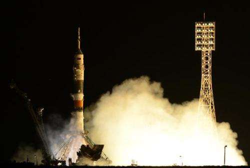 Russia's Soyuz TMA-10M spacecraft blasts off from the Baikonur cosmodrome on September 26, 2013