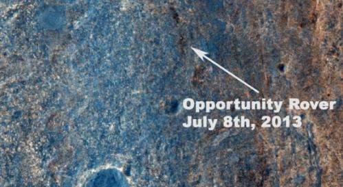 Satellite View Shows Opportunity Mars Rover Still Hard at Work 10 Years On
