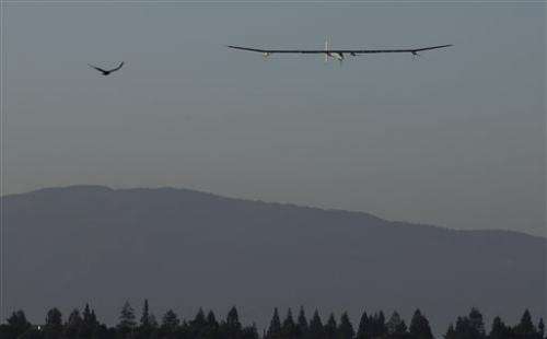 Sun-powered plane completes California test flight