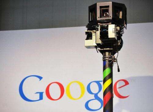 The camera of a street-view car on the Google street view stand at the world's biggest high-tech fair, the CeBIT in the northern