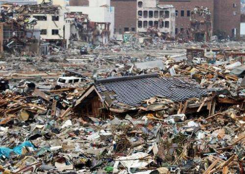This picture taken on March 14, 2011 shows the tsunami-hit Onagawa town, in northeast Japan