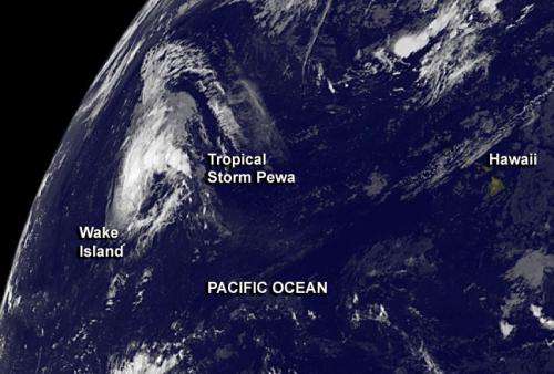 Tropical Storm Pewa passing Wake Island