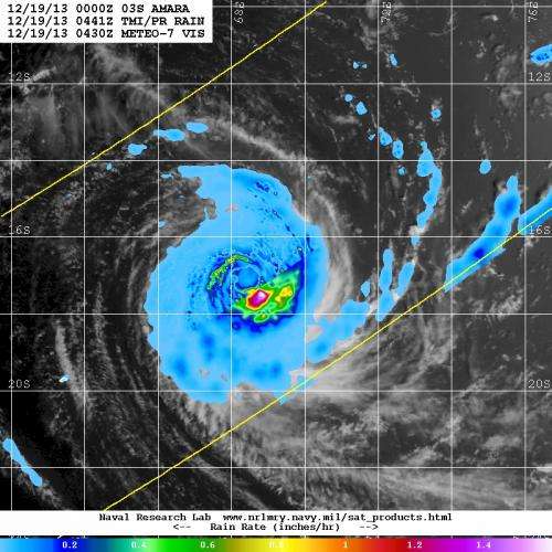 NASA sees heavy rain continue in Tropical Cyclone Amara