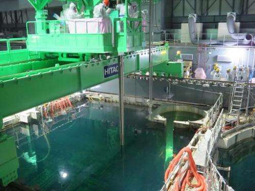 This handout picture taken by Tokyo Electric Power Co (TEPCO) on November 18, 2013 shows nuclear fuel rods being removed from th
