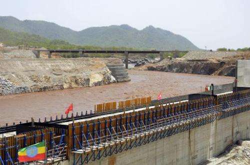A picture taken on May 28, 2013 shows a dam on the Blue Nile in Ethiopia, where heavy investments are being made in green energy