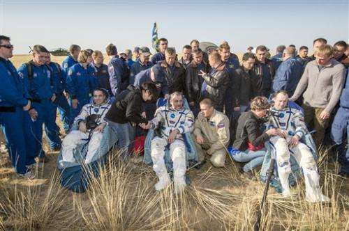 Soyuz capsule returns from space station