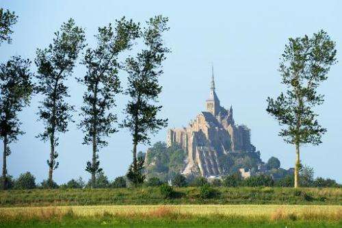 This picture taken on July 11, 2013 shows Mont Saint-Michel, a UNESCO world heritage site in northern France